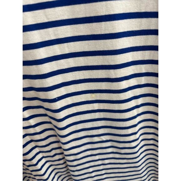 A.L.C. White Blue Striped Knit Long Sleeve Knotted Open Back T-Shirt Dress - Picture 4 of 5